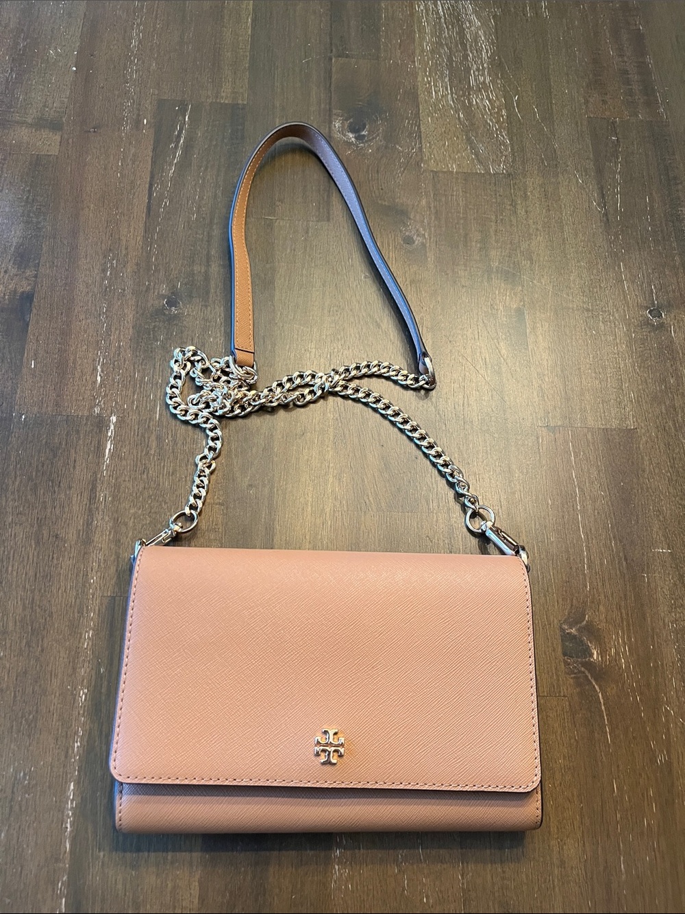 Tory Burch Tan Saffiano Chain Crossbody Robinson